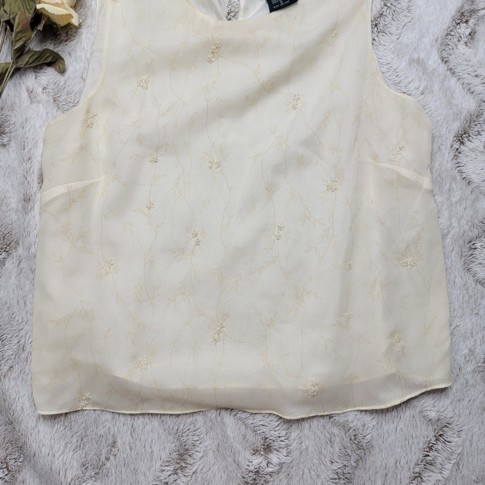 Bridgetown Collection‎ 100% Silk Beaded Embellishment Sleeveless Blouse Size S - Picture 3 of 12